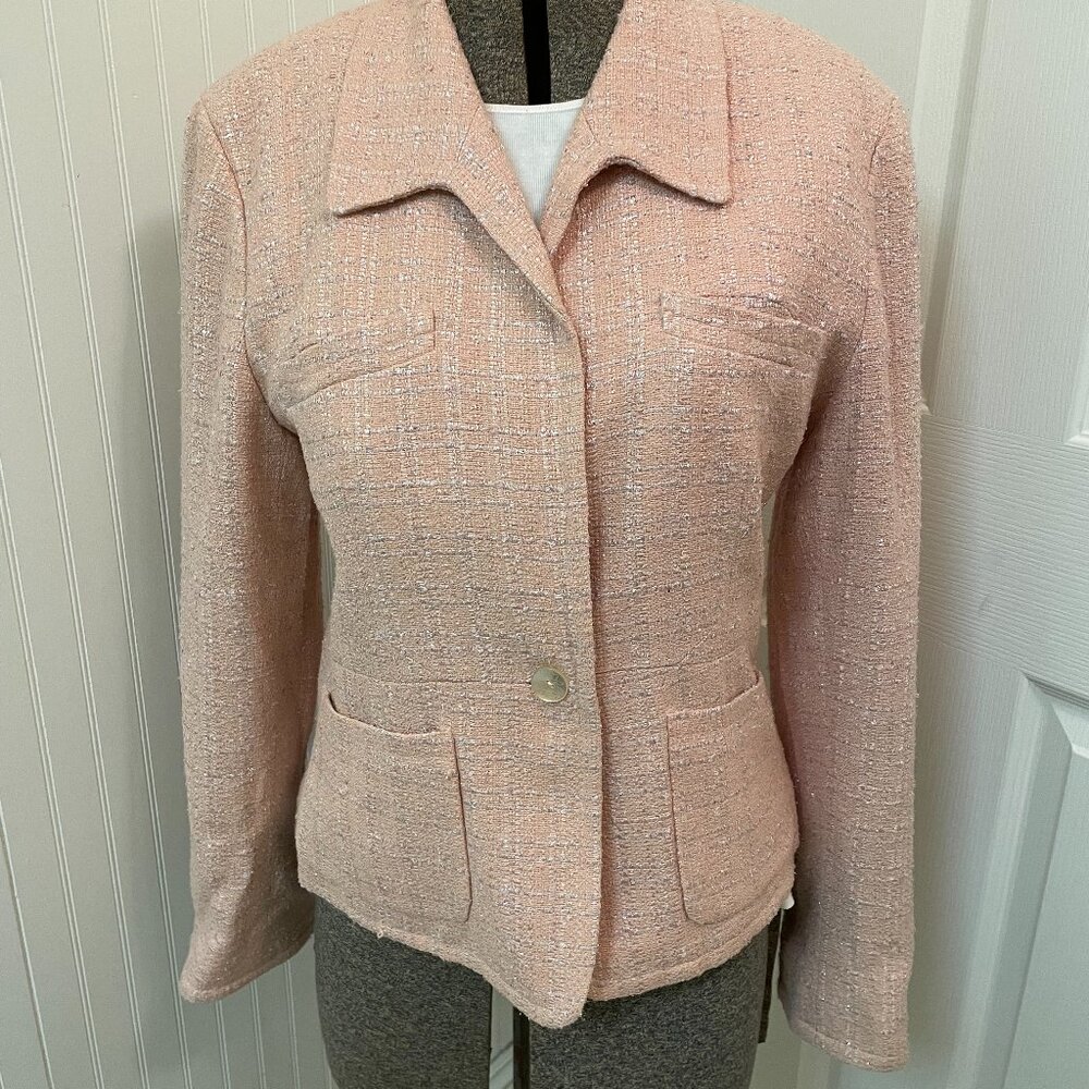 VTG HARVE BENARD SIZE 12 PEACH COLOR SILK AND VISCOSE FABRIC JACKET